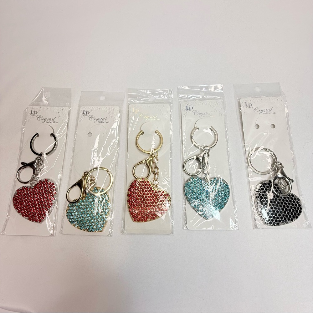 Crystal Heart Keychain (Choose Color) Red, Blue, or Black